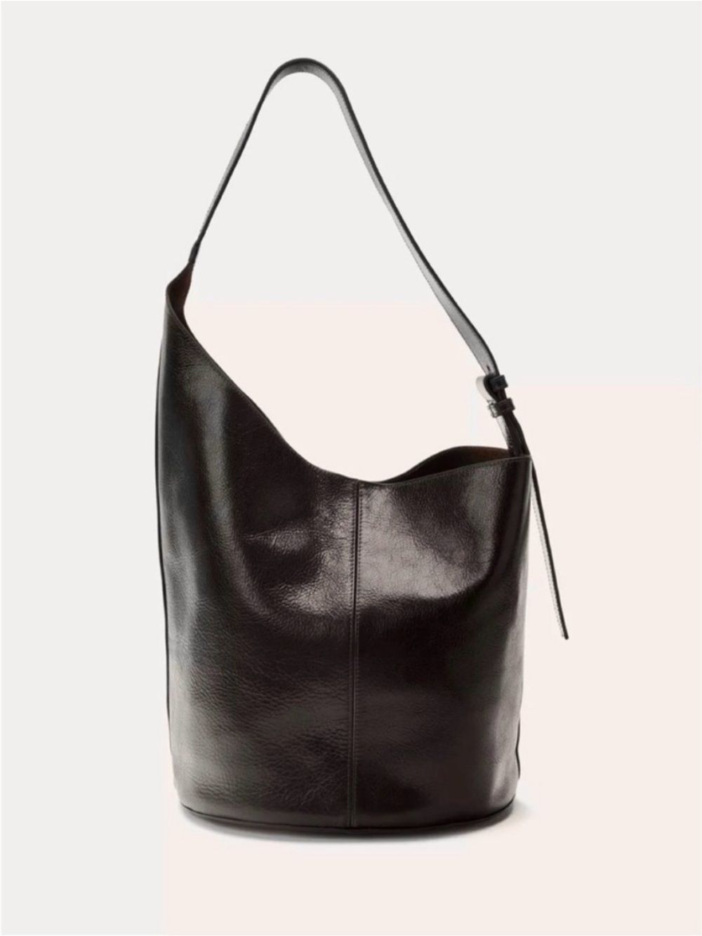 ZARA Asymmetrical leather shoulder bucket bag